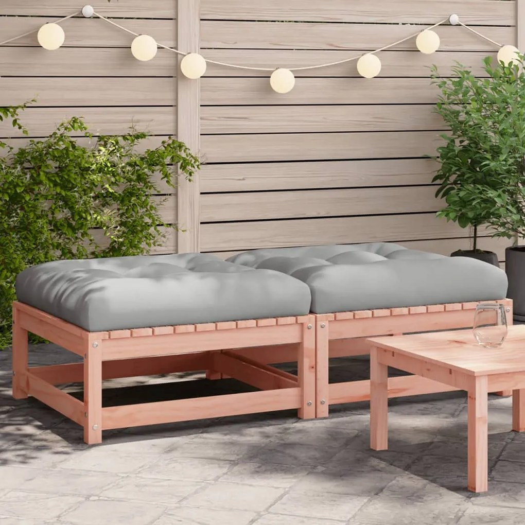 vidaXL Apoios de pés jardim c/ almofadões 2pcs madeira douglas maciça