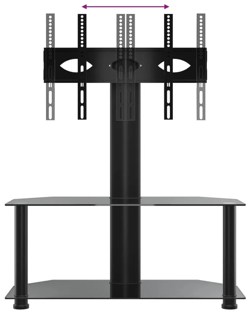 Suporte de canto para TV 32-70 polegadas c/ 2 prateleiras preto