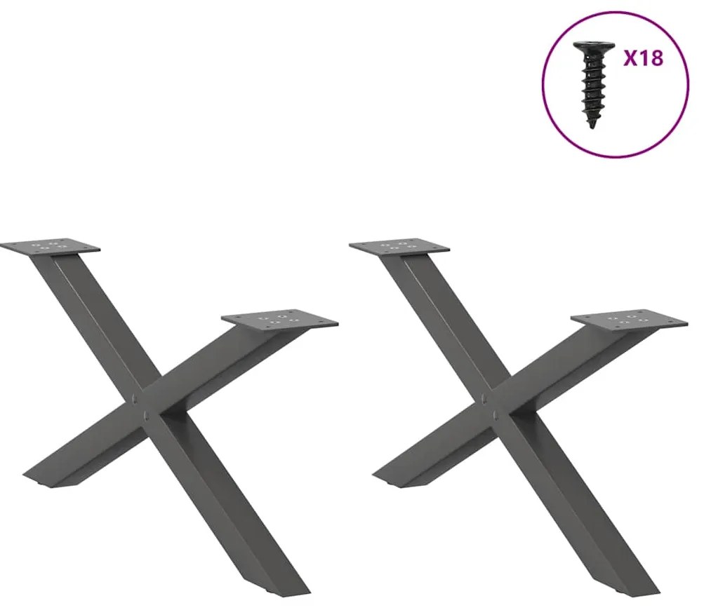Pés para mesa de centro em formato de X, 2 peças, antracite, 70x(30-31