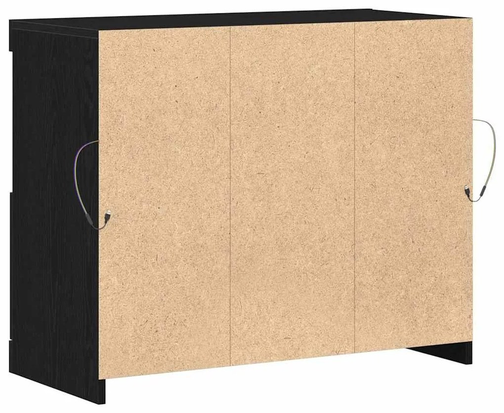 Aparador com Luzes LED Carvalho Preto 81x37x67 cm