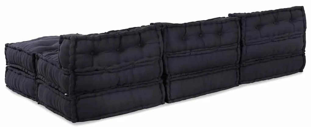 Puffs Modulares 4 pcs Tecido Antracite