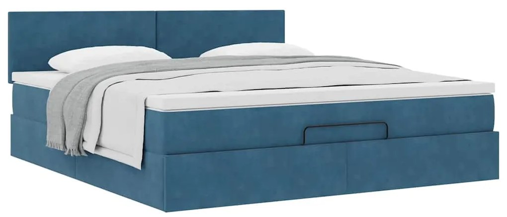 Estrutura de cama otomana com colchão 160x200 cm azul escuro