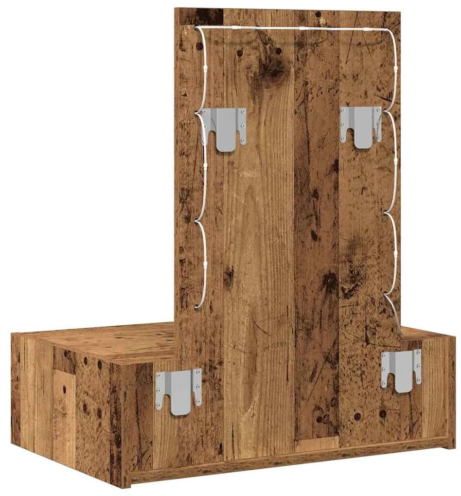 Mesa de Maquagem Suspensa com Luzes de LED Madeira Velha