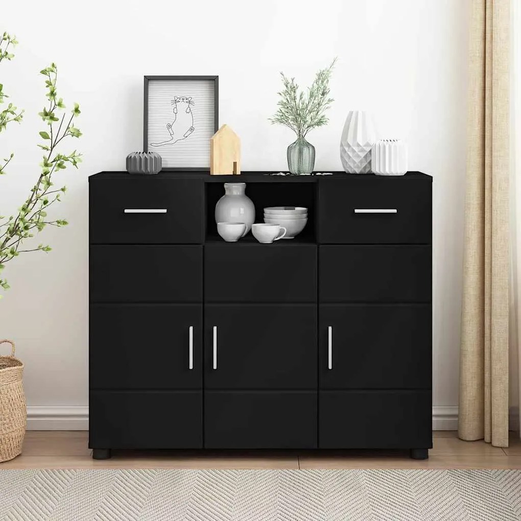 vidaXL Buffet com gaveta Preto 88.5 x 30.5 x 73 cm Madeira processada