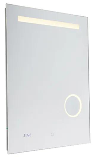 Espelho de banheiro 60x80cm LED dimmer de toque e relógio - MIRAL Moderno