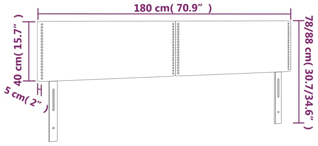 Cabeceira de cama c/ luzes LED veludo 180x5x78/88 cm preto