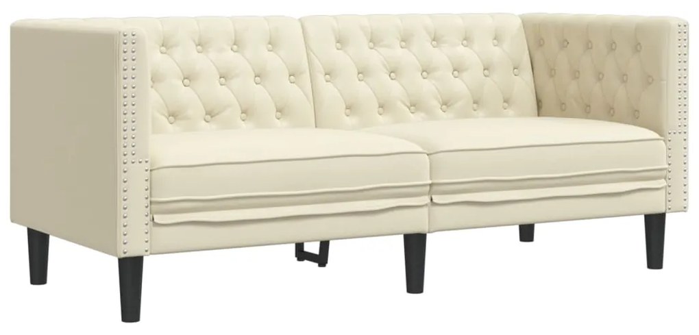 2 pcs conjunto de sofás chesterfield couro artificial creme