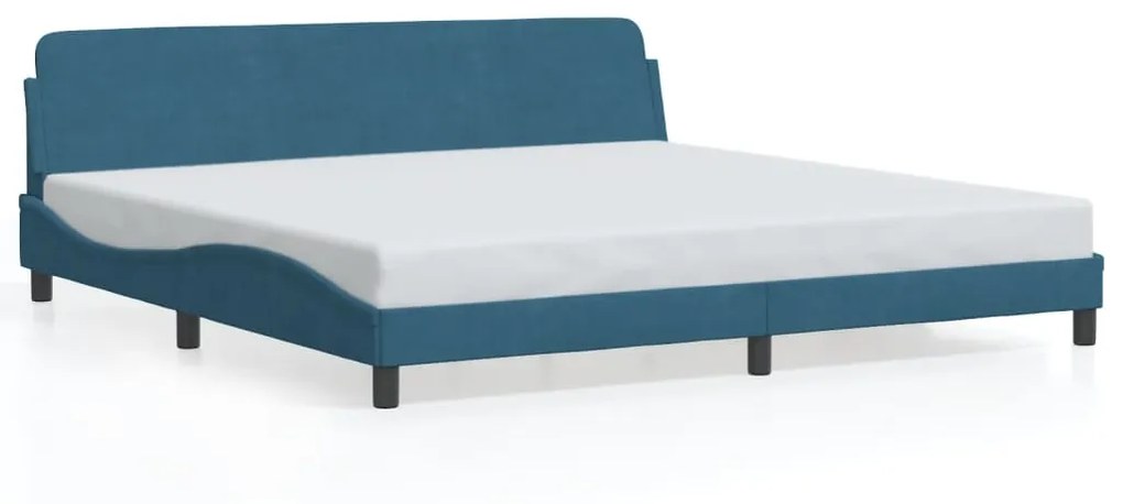 Estrutura de cama c/ cabeceira 200x200 cm veludo azul