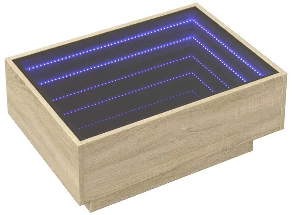 Mesa de centro c/ LEDs 70x50x30 cm derivados de madeira