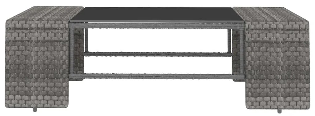 4 pcs conjunto lounge para jardim vime PE cinzento