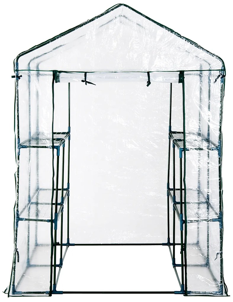 ® Estufa Transparente de jardim Viveiro Caseiro Platas com 3 Andares 143x143x195cm