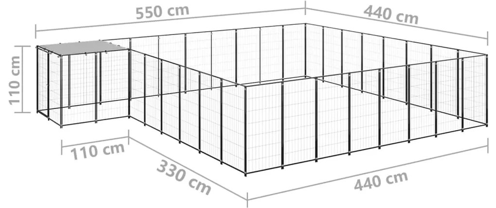 Canil 20,57 m² aço preto