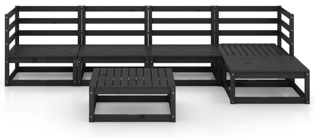 6 pcs conjunto lounge de jardim pinho maciço preto