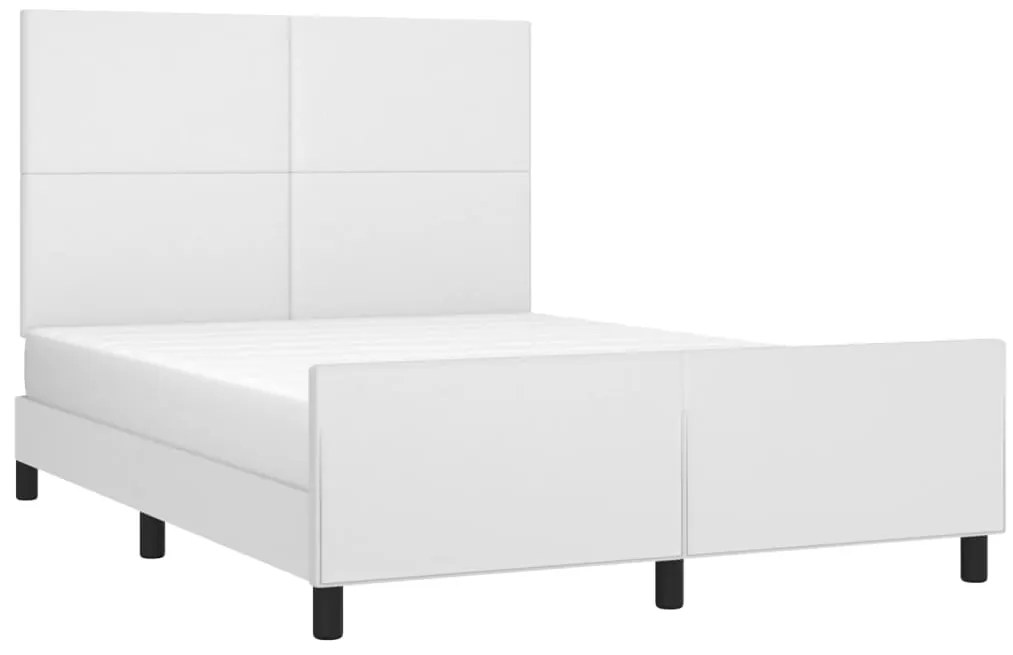 Estrutura cama c/ cabeceira couro artificial 140x190 cm branco