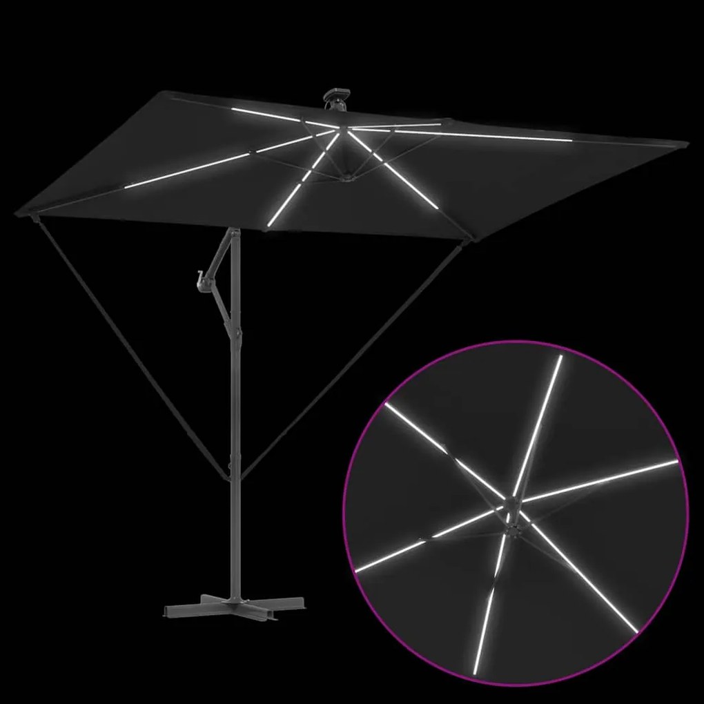 Guarda-sol de Bananeira Cantilever Preto 294 x 200 x 254 cm