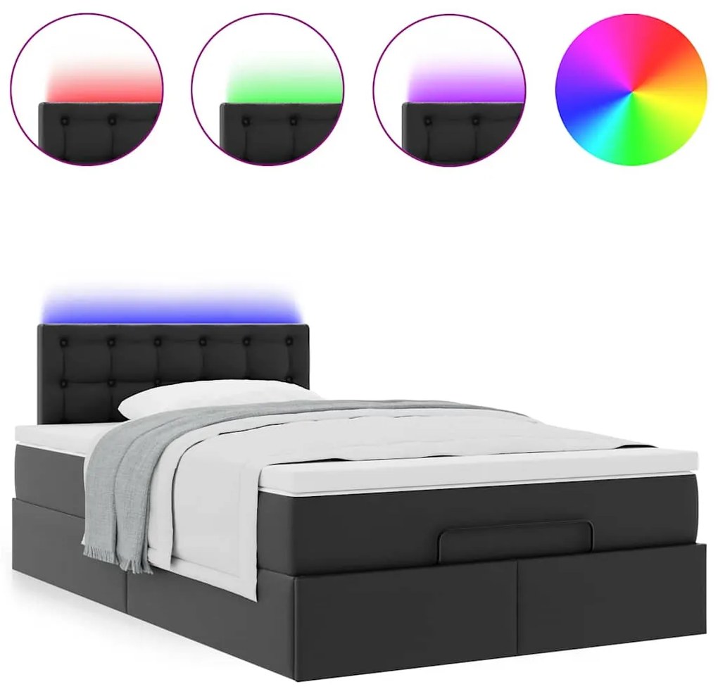 Estrutura de cama otomana com colchão 120x200 cm preta
