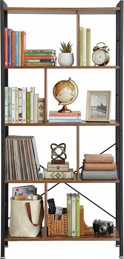 Estante de 5 níveis sala, escritório 30 x 74 x 154,5 cm (P x L x A) castanho-preto