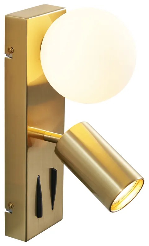 Candeeiro de Parede Moderno em Latão com 2 Luzes Ajustável com Porta USB-C - Lesly