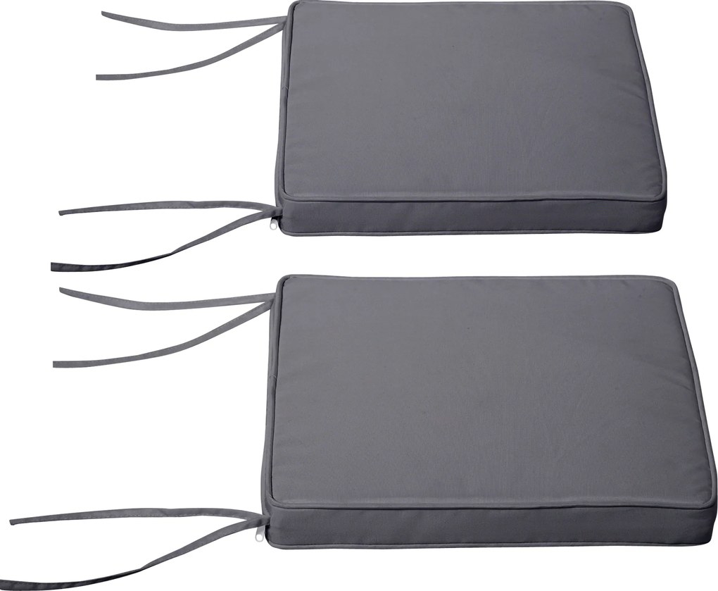 Conjunto de 2 almofadas para cadeiras de jardim (NÃO INCLUÍDAS), com capas removíveis, enchimento de 5 cm; poliéster; cinzento claro