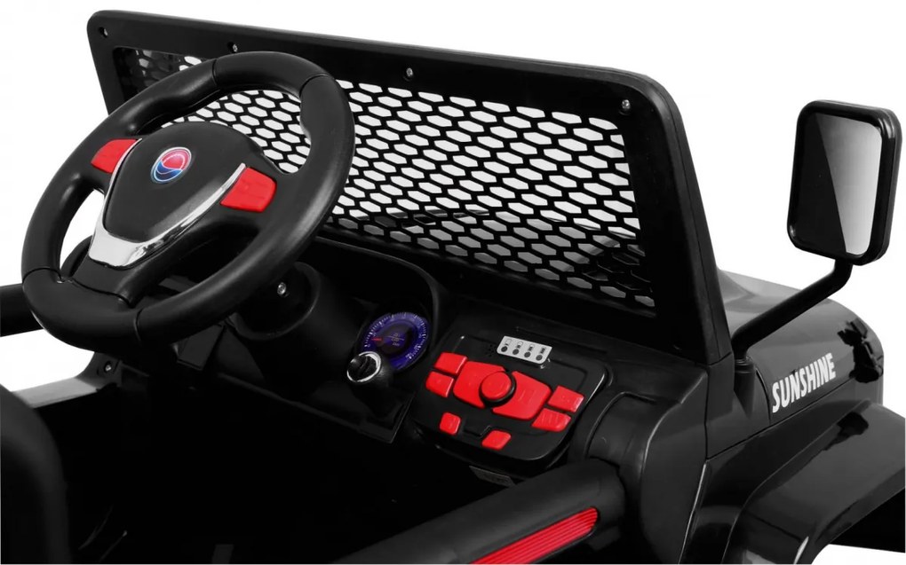 Jipe elétrico para Crianças NEW Raptor DRIFTER 4 x 4, 12V Rodas Espuma EVA, Assento couro Preto