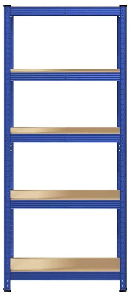 5-Layer Storage Shelf Blue Steel&amp;Madeira de engenharia
