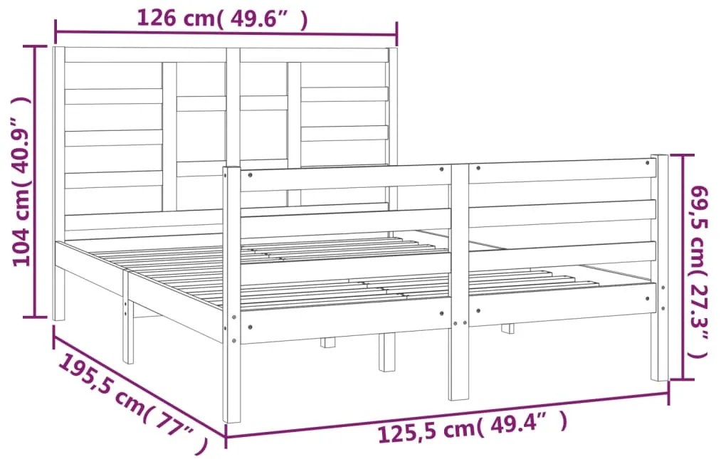 Estrutura cama pequena casal 120x190 cm pinho maciço branco