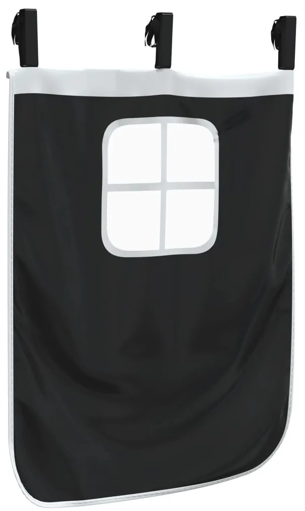 Cortinas para cama elevada com túnel e torre branco e preto