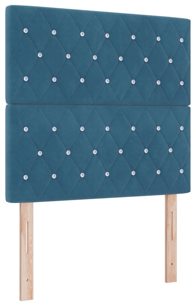 Cama Box Spring com Colchão e Banco Azul Escuro 90x200 cm Veludo