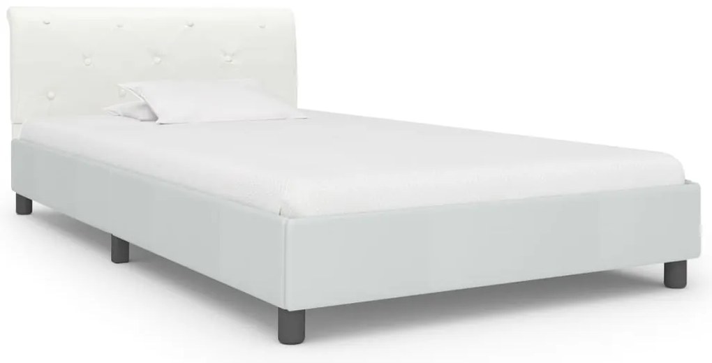 Estrutura de cama 90x200 cm couro artificial branco