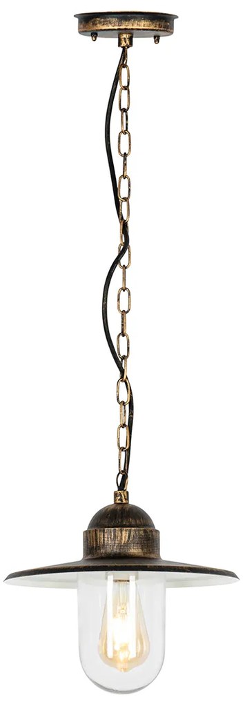 Candeeiro de suspensão exterior rústico ouro antigo IP44 - Kansas