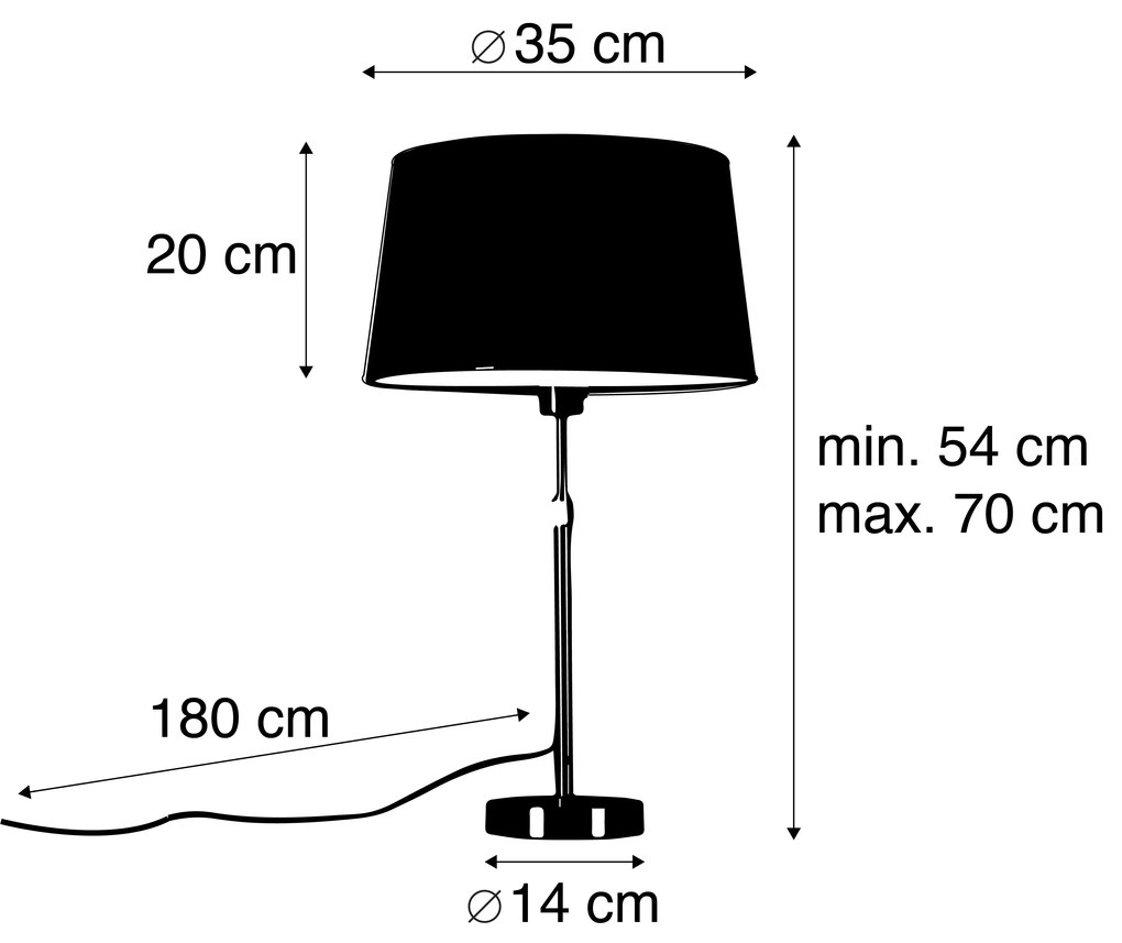 Candeeiro de mesa preto com sombra branca 35 cm ajustável - Parte Moderno