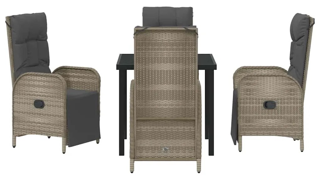 Conjunto de Jantar Jardim com 5 Peças e Almofadas em Rattan Sintético