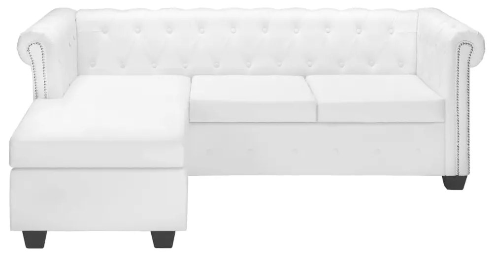 Sofá Chesterfield em forma de L couro artificial branco