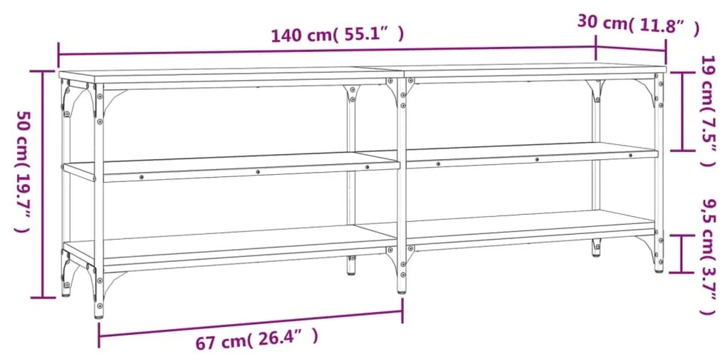 Móvel para TV 140x30x50 cm derivados de madeira carvalho sonoma