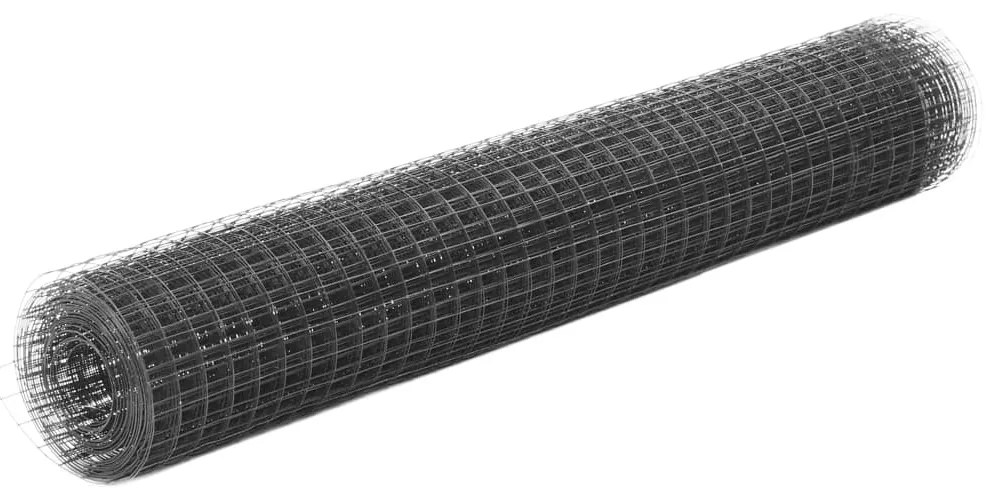 vidaXL Cerca arame galinheiro 10x1 m aço c/ revestimento PVC cinzento