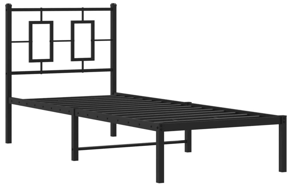 Estrutura de cama com cabeceira 80x200 cm metal preto