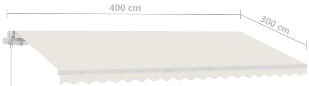 Toldo retrátil manual com LED 400x300 cm cor creme