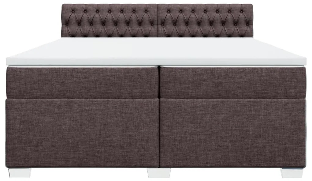 Cama com molas/colchão 200x200 cm tecido castanho-escuro