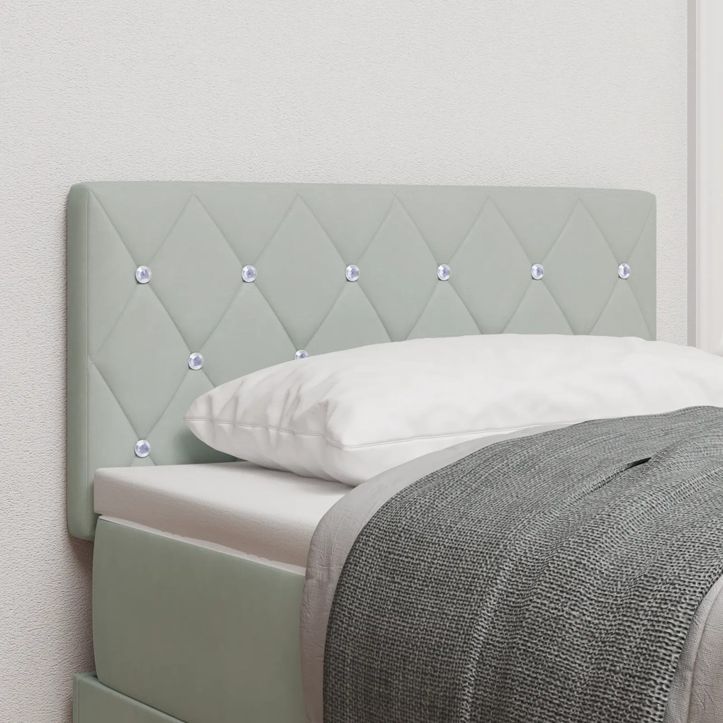 Cabeceira vidaXL Botão de Cristal Estofada Cinza-Claro 80 cm Veludo