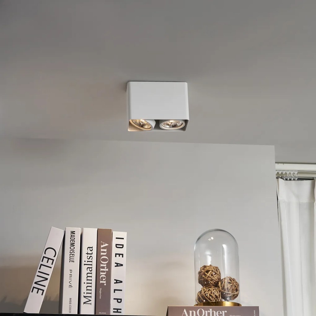 Foco de superfície de design branco GU10 70mm 2-luzes giratório e inclinável - Vox