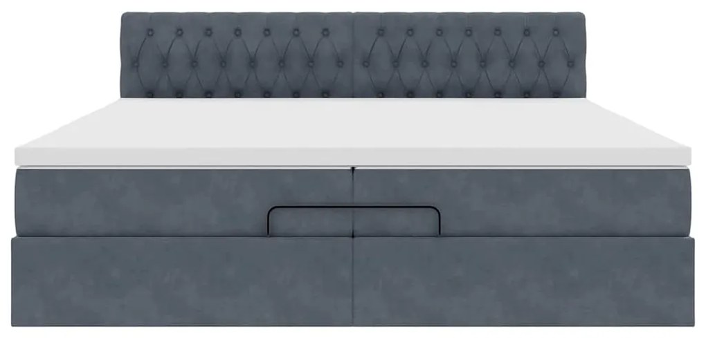 Estrutura de cama otomana com colchão 200x200cm cinzento escuro