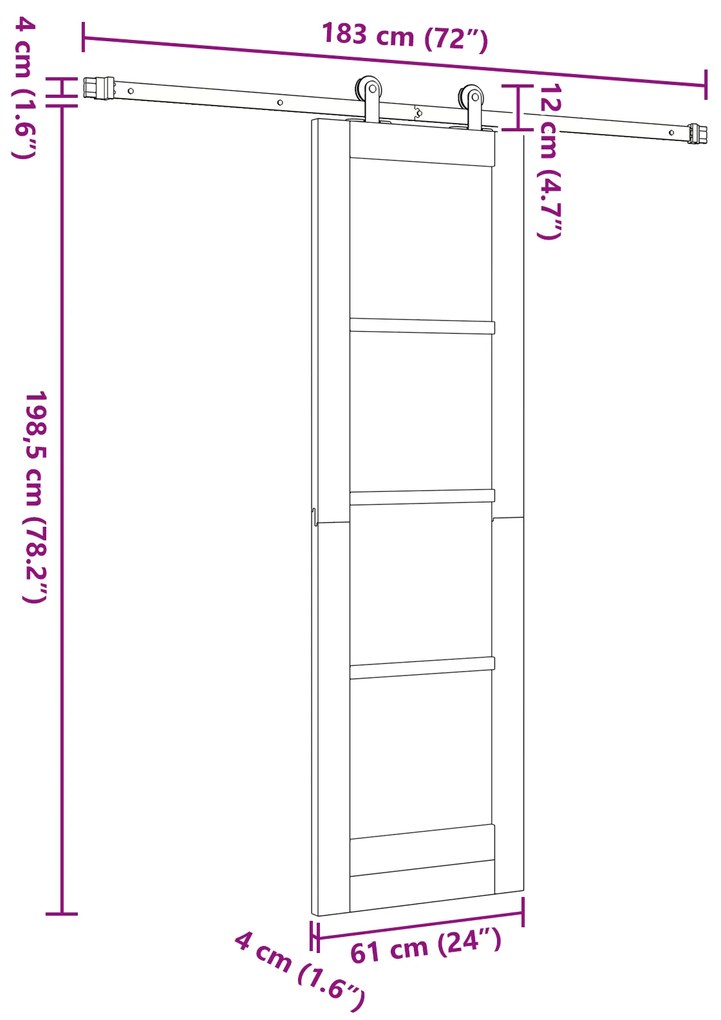 Porta Deslizante vidaXL com Conjunto de Ferragens Branca 61x198,5 cm M