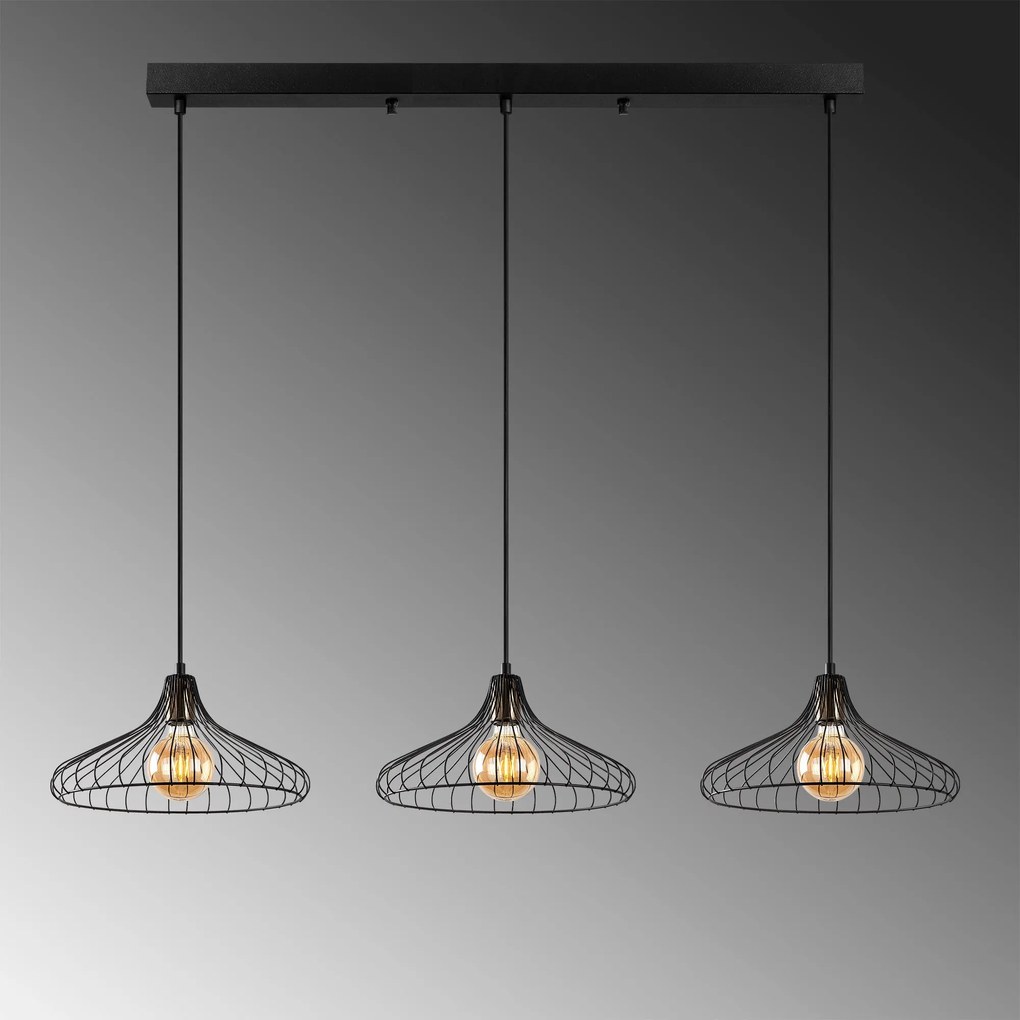 Chandelier Depay – Preto Antigo – 148 x 36 x 30-120 cm