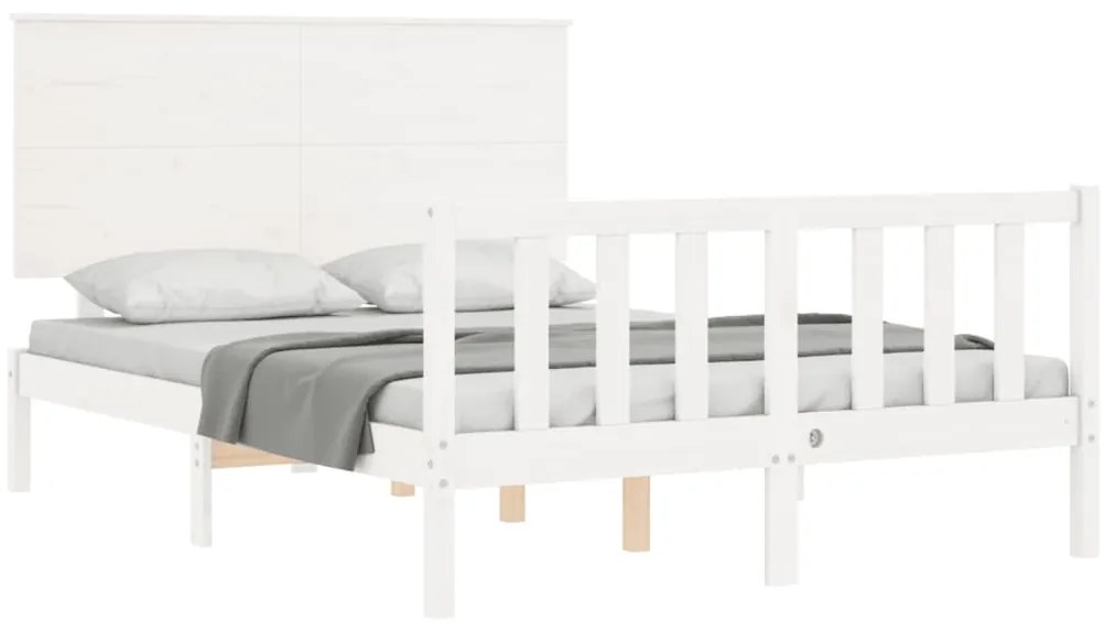 Cama sem colchão 140x200 cm madeira de pinho maciça branco