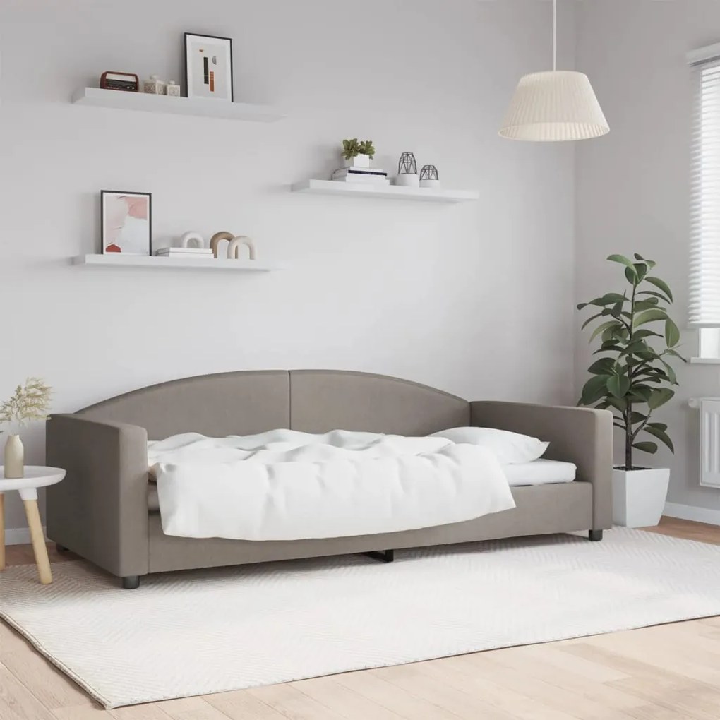 vidaXL Sofá-cama 90x200 cm tecido cinzento-acastanhado