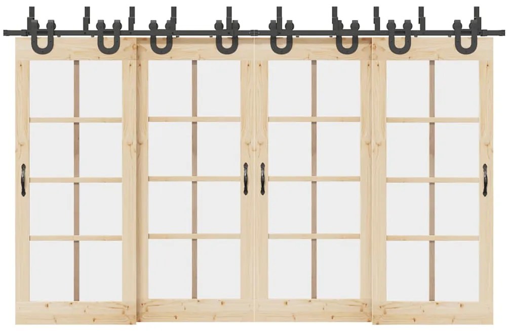vidaXL Kit de ferragens para porta deslizante 366 cm aço preto
