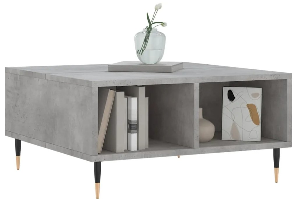 Mesa de centro 60x60x30 cm derivados de madeira cinza cimento