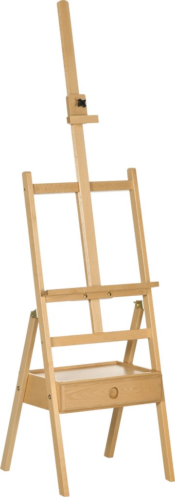 Vinsetto Cavalete Pintura Telas Até 92 cm Gaveta Altura Ajustável Estrutura H Estável 43,5x43x150-190 cm Madeira Natural | Aosom Portugal