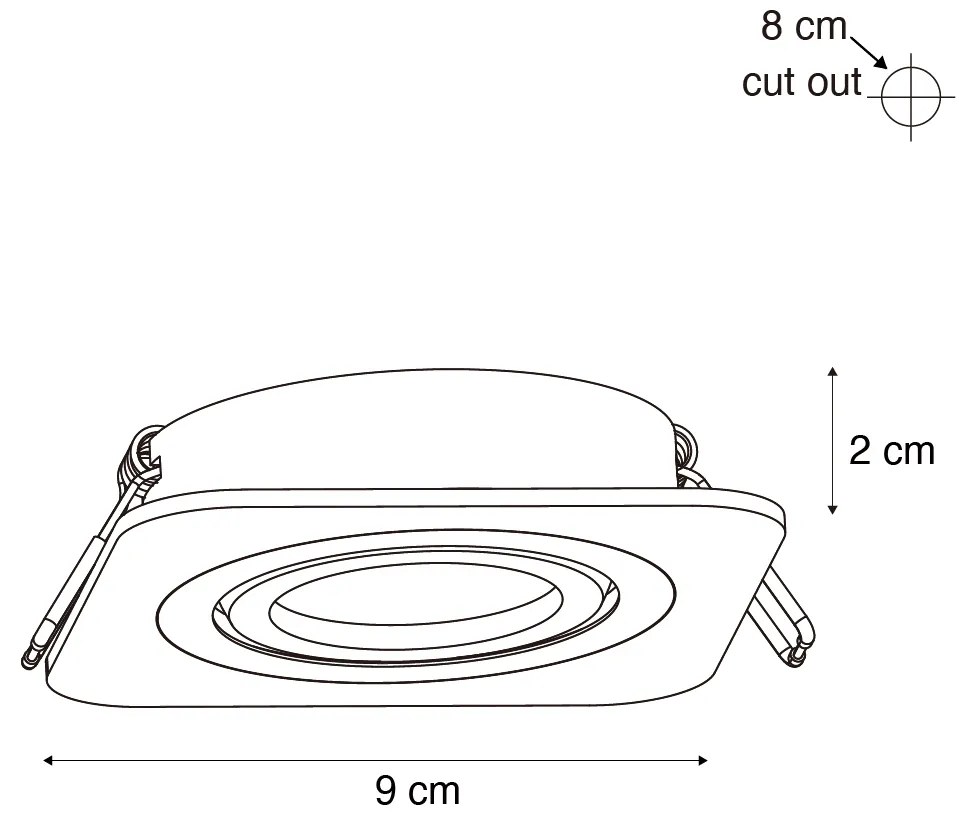 Conjunto de 6 focos embutidos redondos pretos GU10 50mm giratórios e inclináveis IP44 - Alberto
