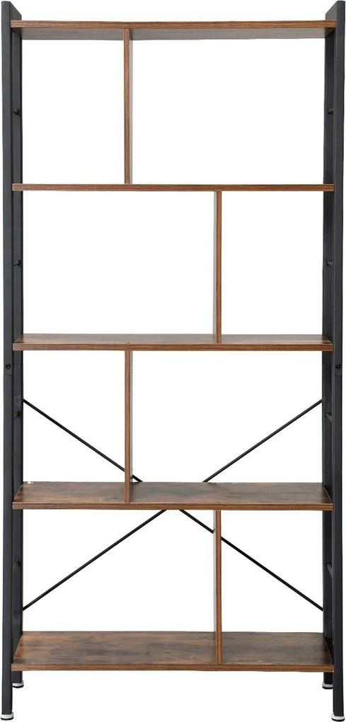 Estante de 5 níveis sala, escritório 30 x 74 x 154,5 cm (P x L x A) castanho-preto